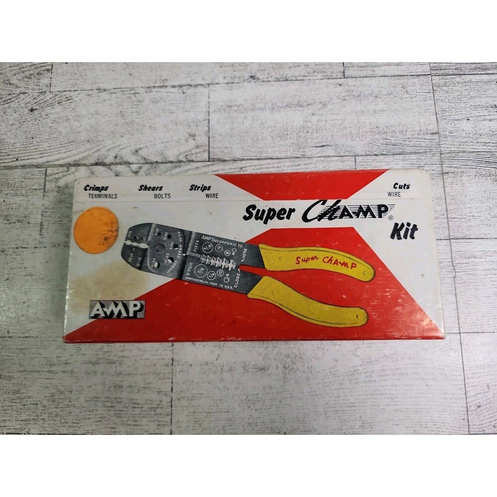 AMP Special Industries SUPER CHAMP WIRE STRIPPER & CRIMPER HAND TOOL Kit Vintage